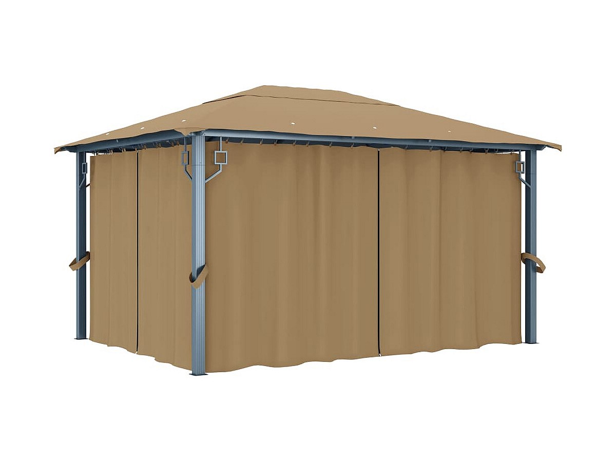 Tonnelle avec rideau 400x300 cm Taupe Aluminium