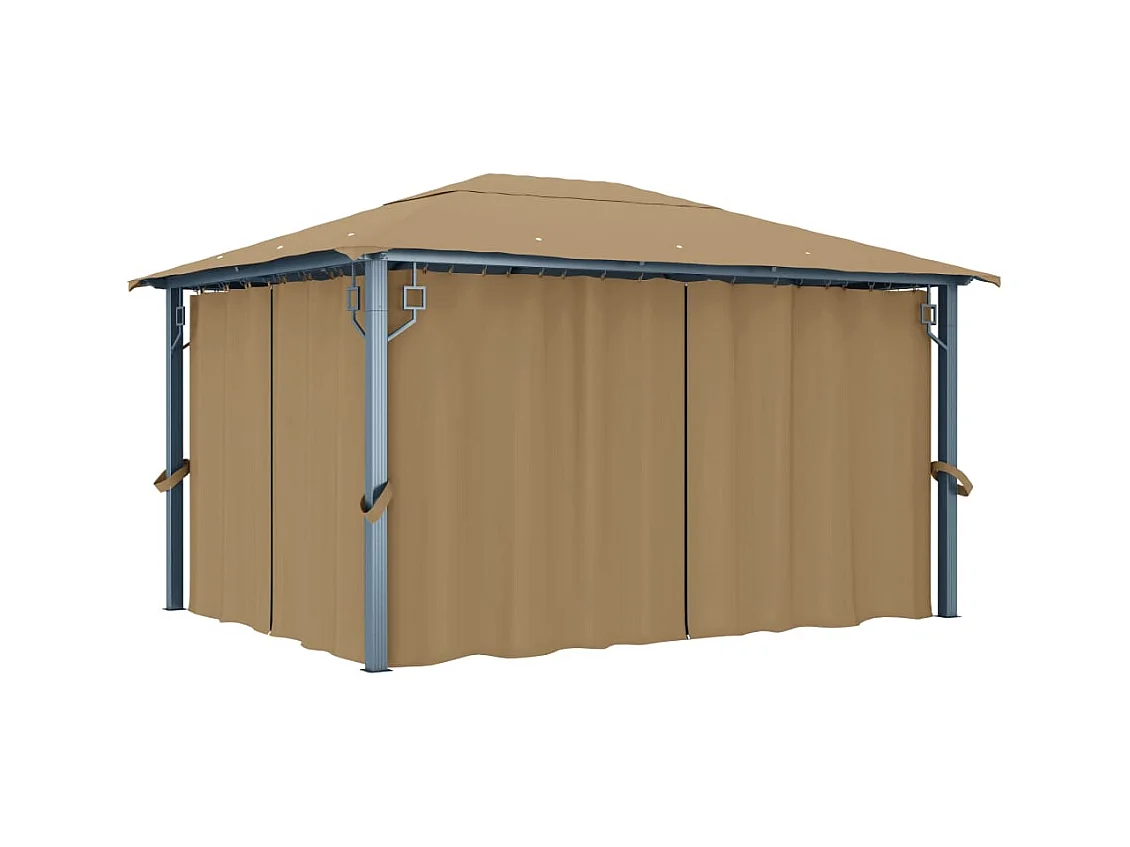 Gazebo con cortina 400x300 cm Aluminio Taupe