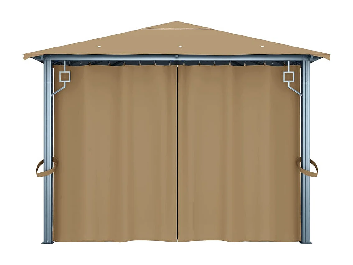Gazebo con cortina 400x300 cm Aluminio Taupe