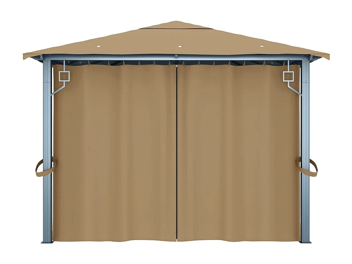 Gazebo con cortina 400x300 cm Aluminio Taupe