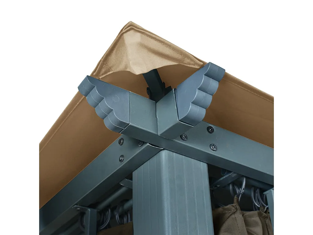 Gazebo con cortina 400x300 cm Aluminio Taupe