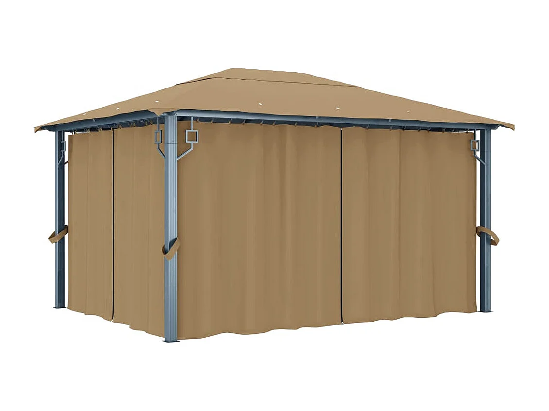Tonnelle avec rideau 400x300 cm Taupe Aluminium