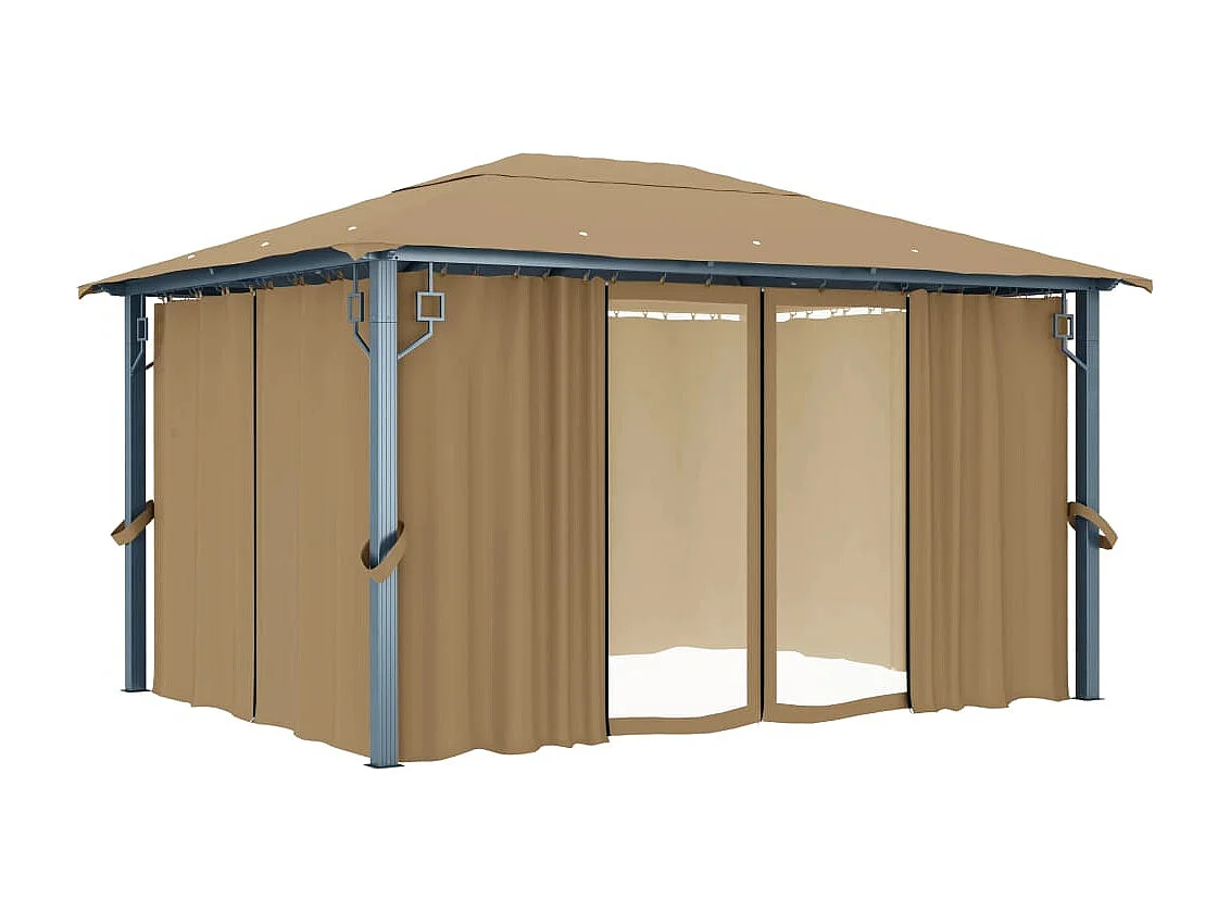 Tonnelle avec rideau 400x300 cm Taupe Aluminium