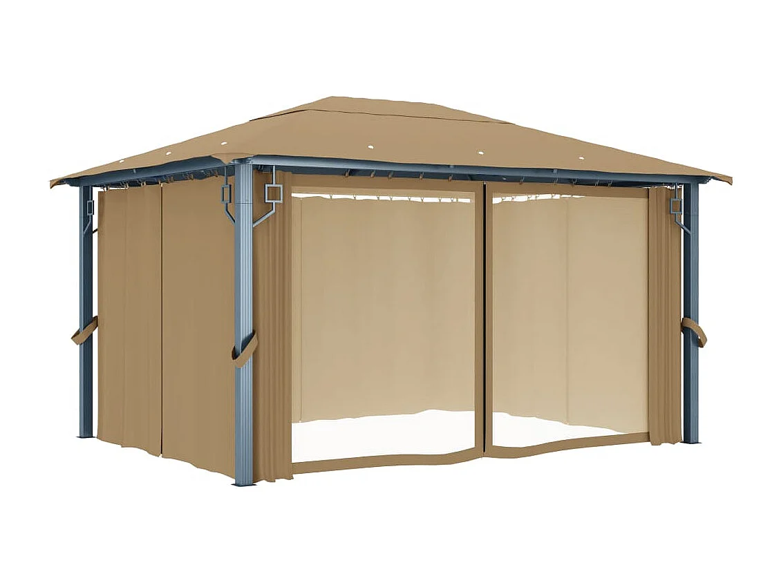 Tonnelle avec rideau 400x300 cm Taupe Aluminium