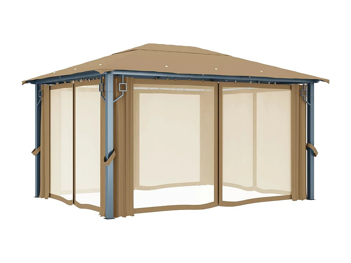 Tonnelle avec rideau 400x300 cm Taupe Aluminium
