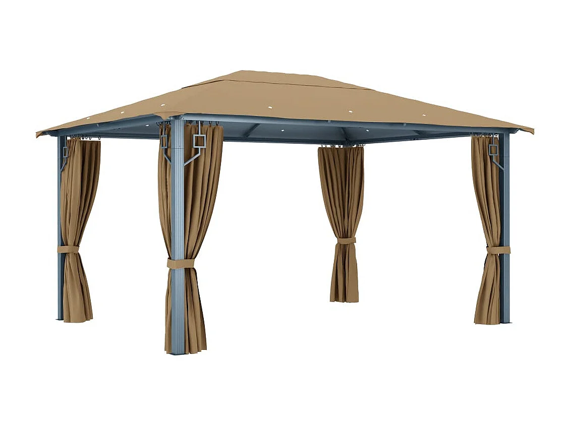 Tonnelle avec rideau 400x300 cm Taupe Aluminium