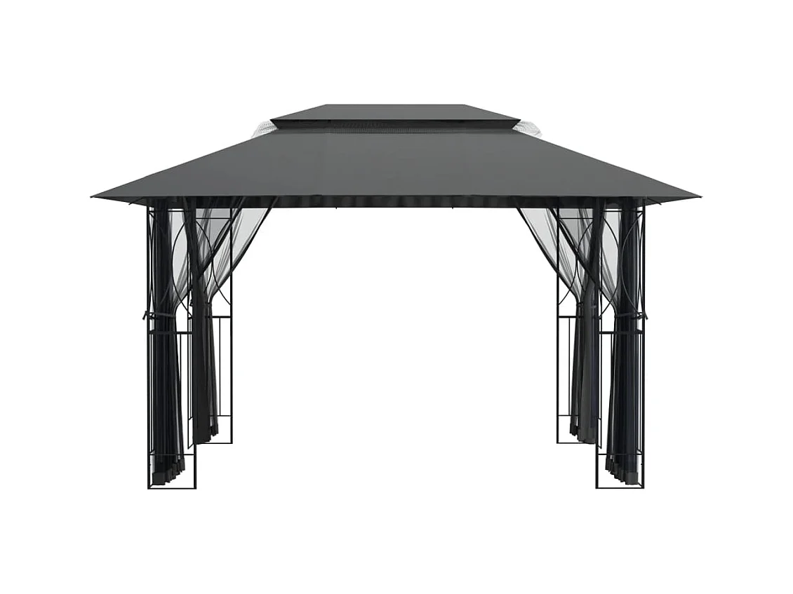 Cenador con paredes laterales antracita 400x300x270 cm acero