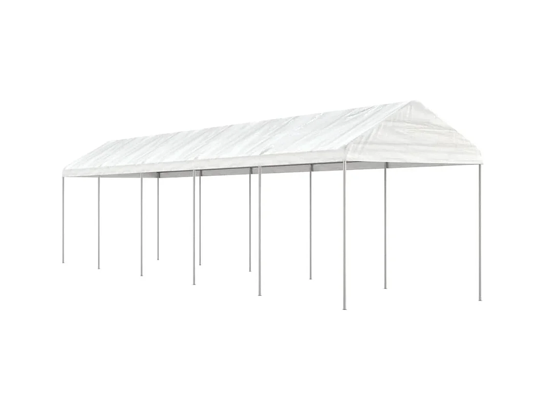 Cenador con techo blanco 11,15x2,28x2,69 m polietileno