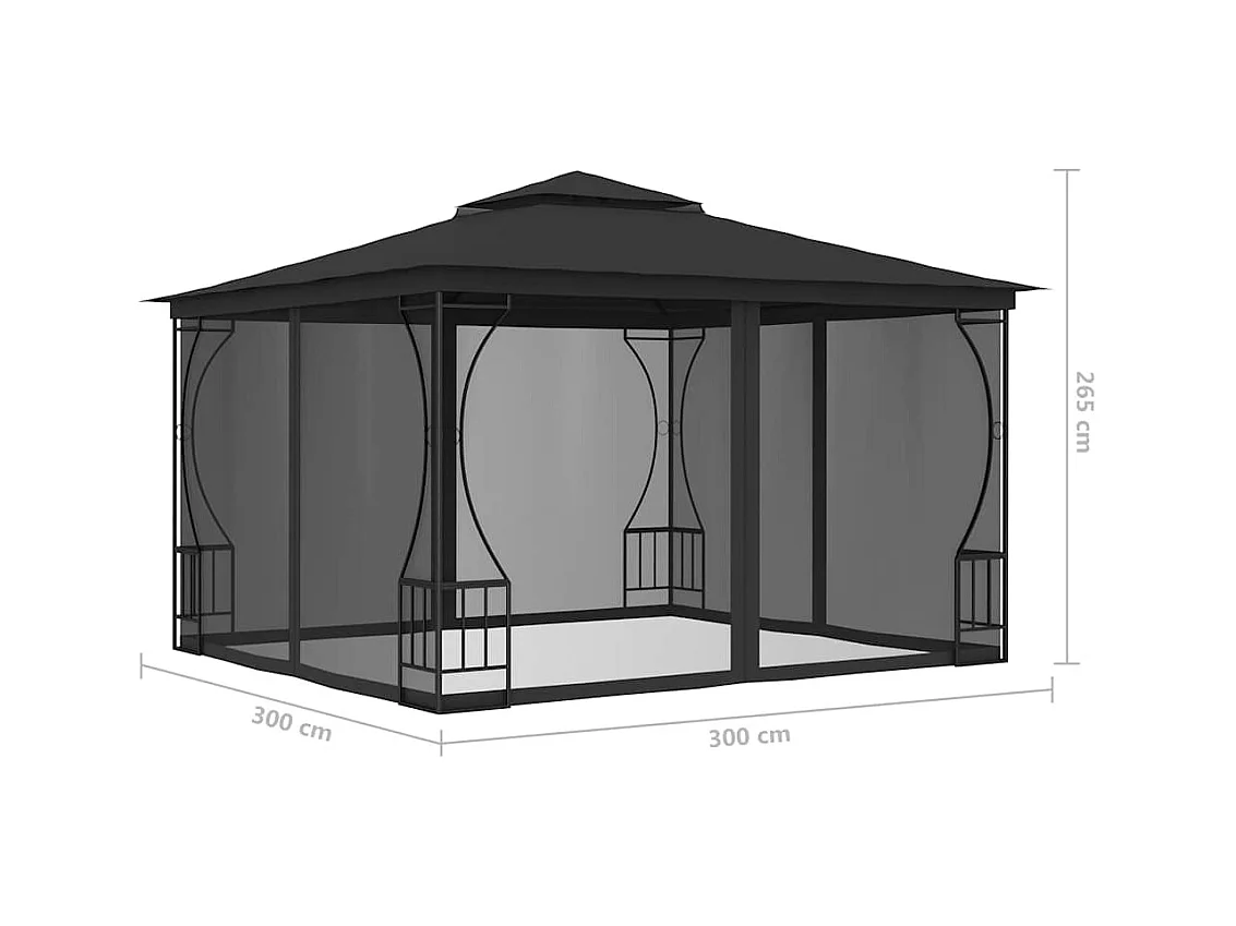 Cenador con mosquitera 300x300x265 cm Antracita