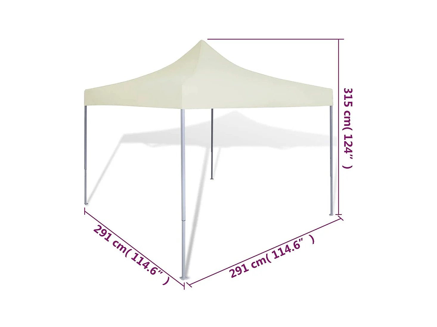 Carpa plegable color crema de 3 x 3 m