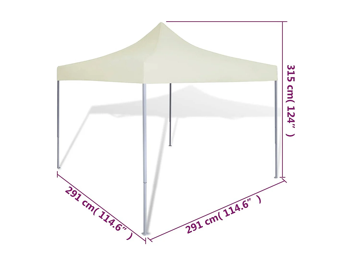 Carpa plegable color crema de 3 x 3 m