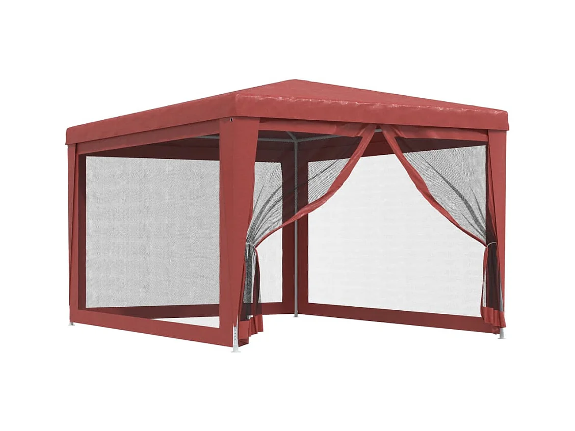 Carpa para fiestas con 4 paredes laterales de malla Roja 3x4m HDPE