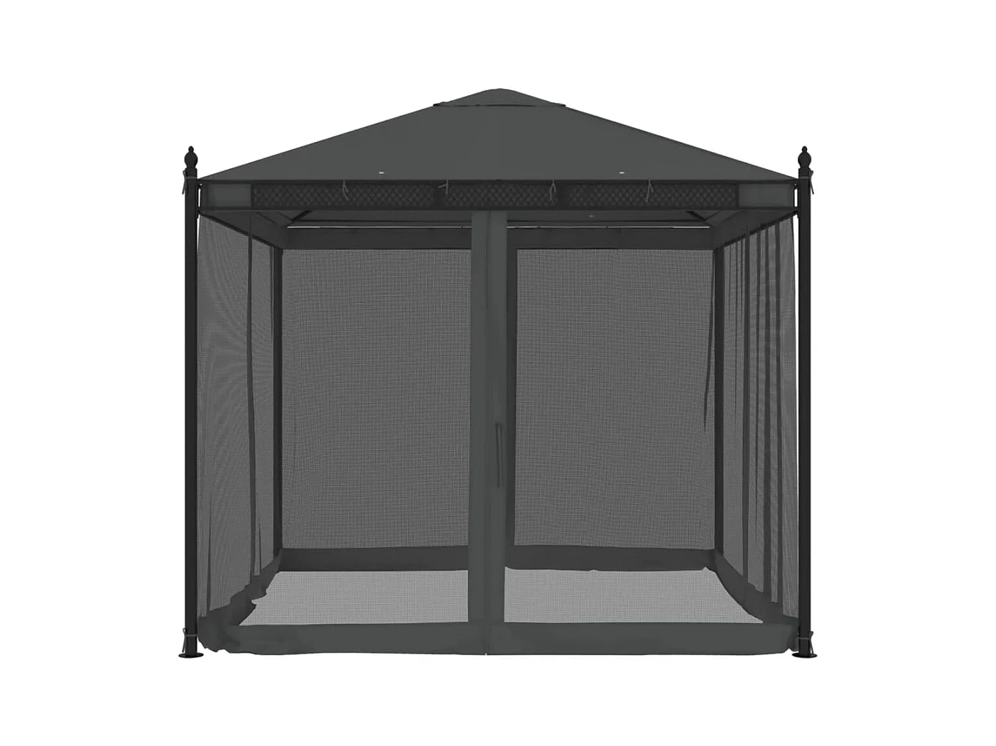 Cenador con paredes de malla antracita 2,93x2,93 m de acero