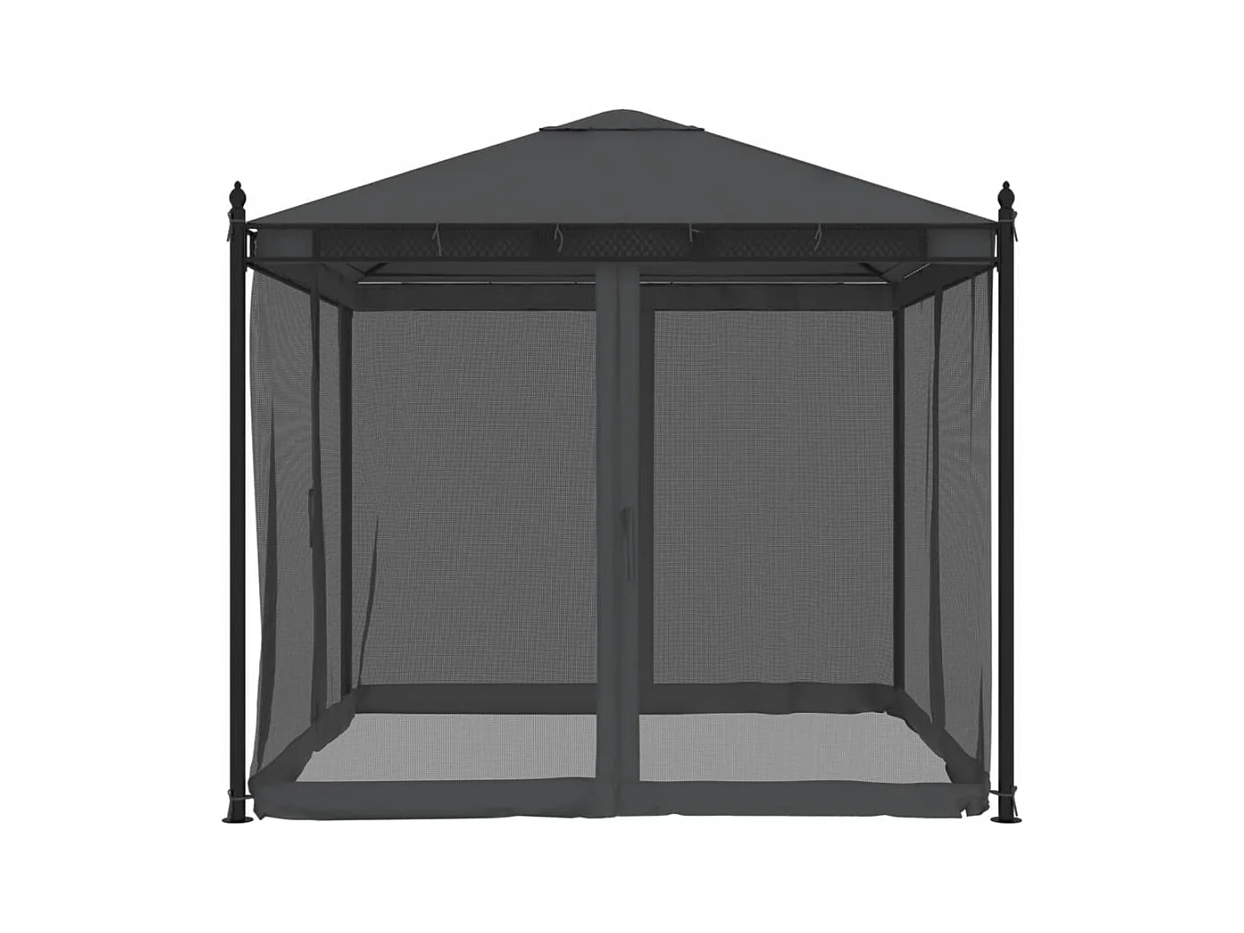 Cenador con paredes de malla antracita 2,93x2,93 m de acero