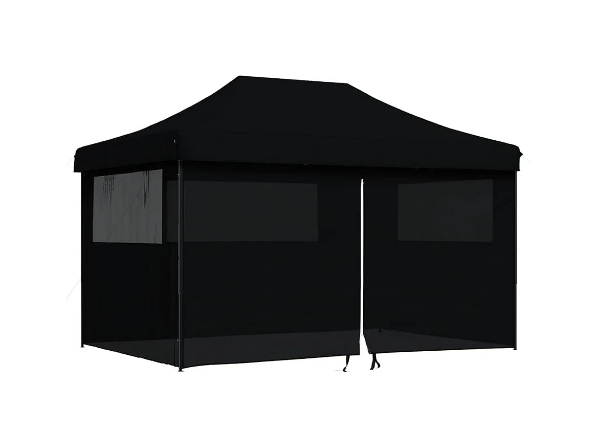 Carpa plegable para fiestas de 4 lados, color negro