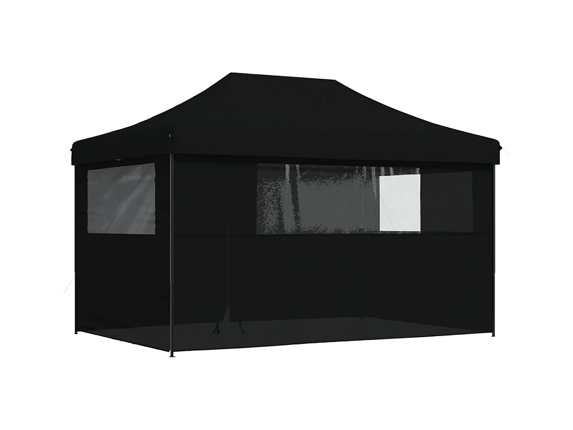 Carpa plegable para fiestas de 4 lados, color negro