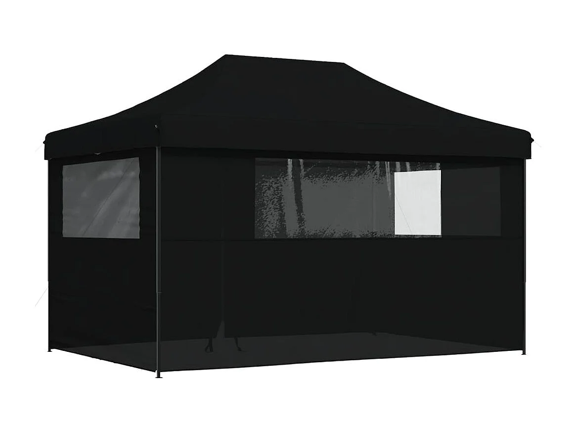 Carpa plegable para fiestas de 4 lados, color negro