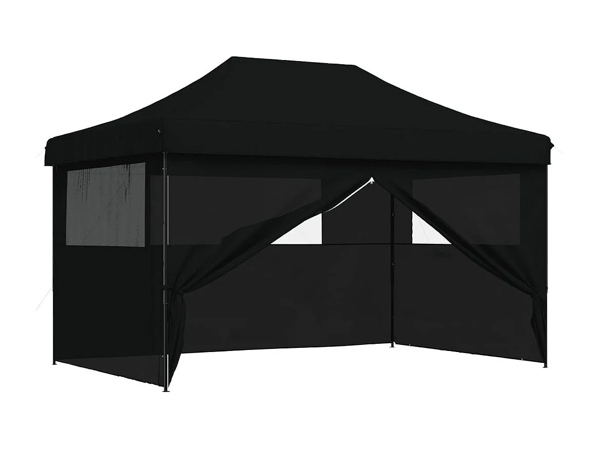 Carpa plegable para fiestas de 4 lados, color negro