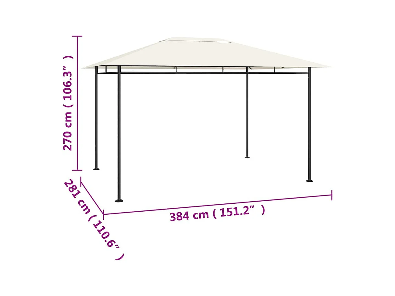 Belvédère 384x281x270 cm Crème 180 g/m²