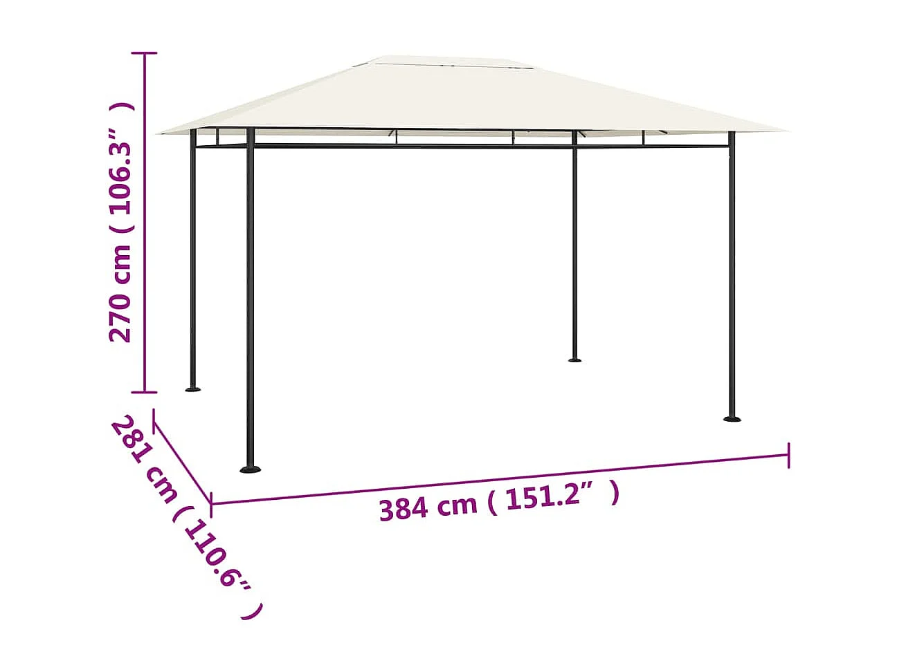 Belvédère 384x281x270 cm Crème 180 g/m²