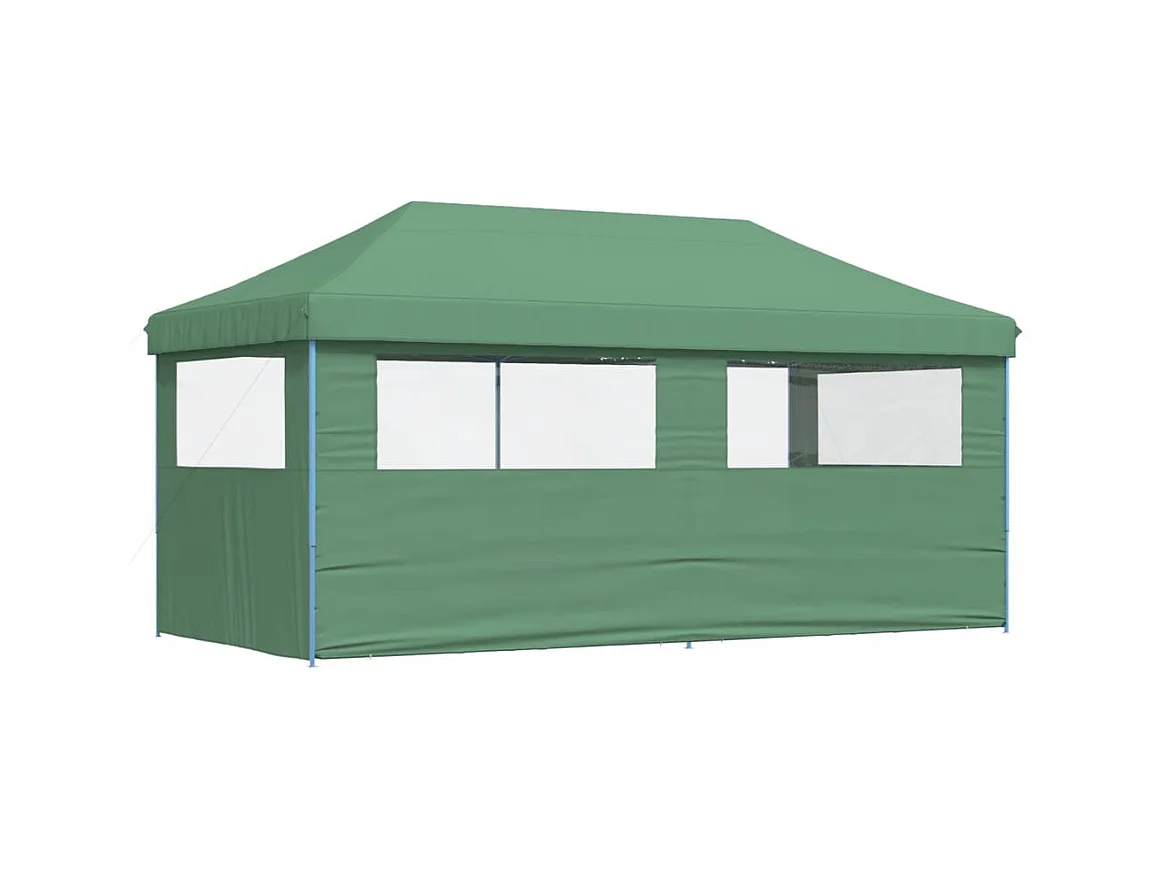 Carpa de recepción plegable emergente de 3 lados verde