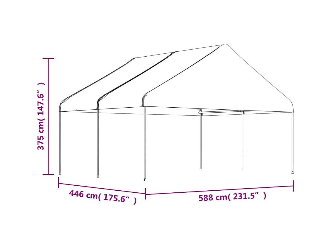 Belvédère avec toit blanc 4,46x5,88x3,75 m polyéthylène