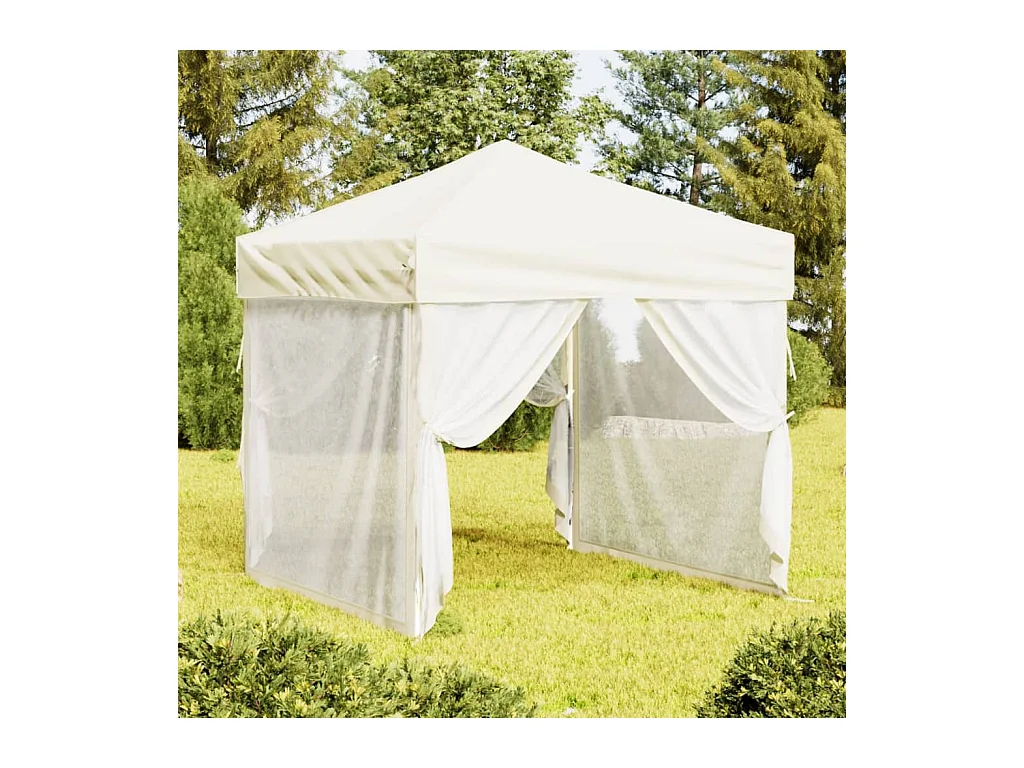 Carpa plegable para fiestas con paredes Crema 2x2 m