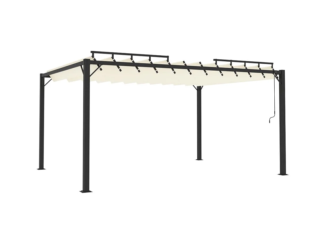 Gazebo de aluminio y lona color crema de 3 x 4 m con techo de lamas