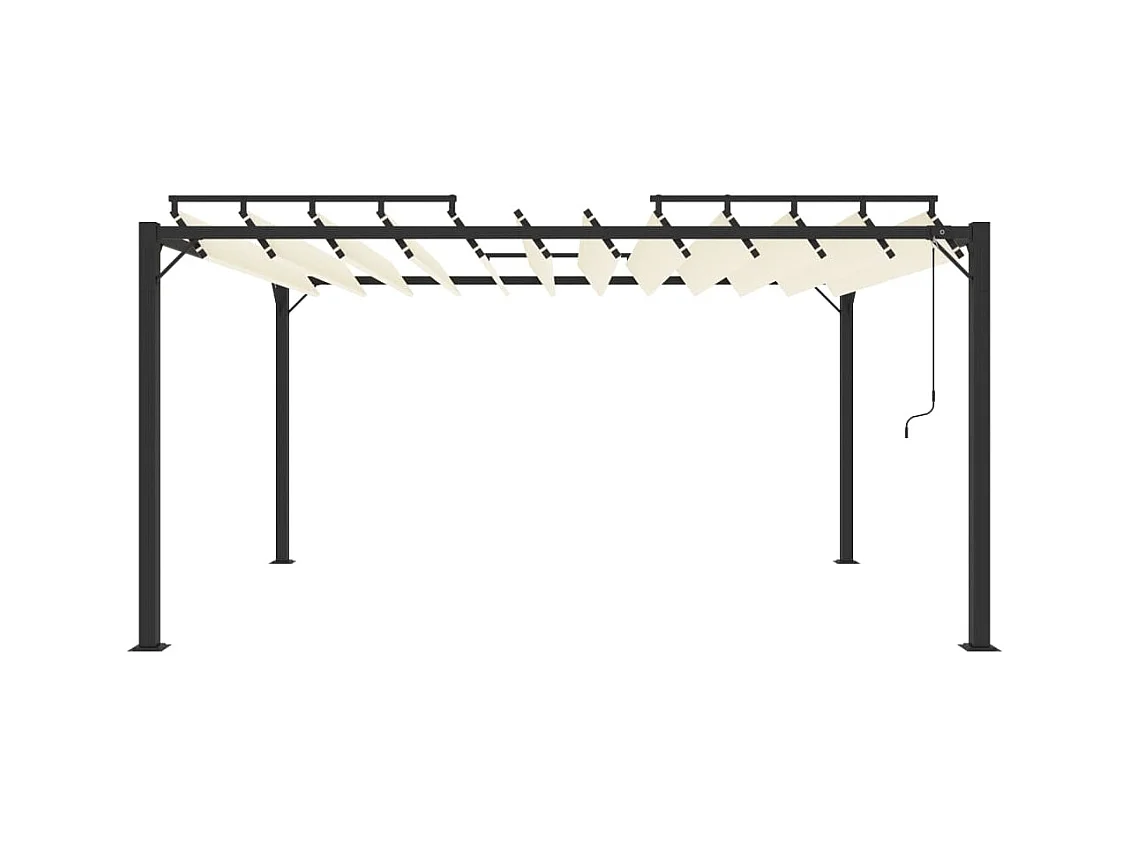Gazebo de aluminio y lona color crema de 3 x 4 m con techo de lamas