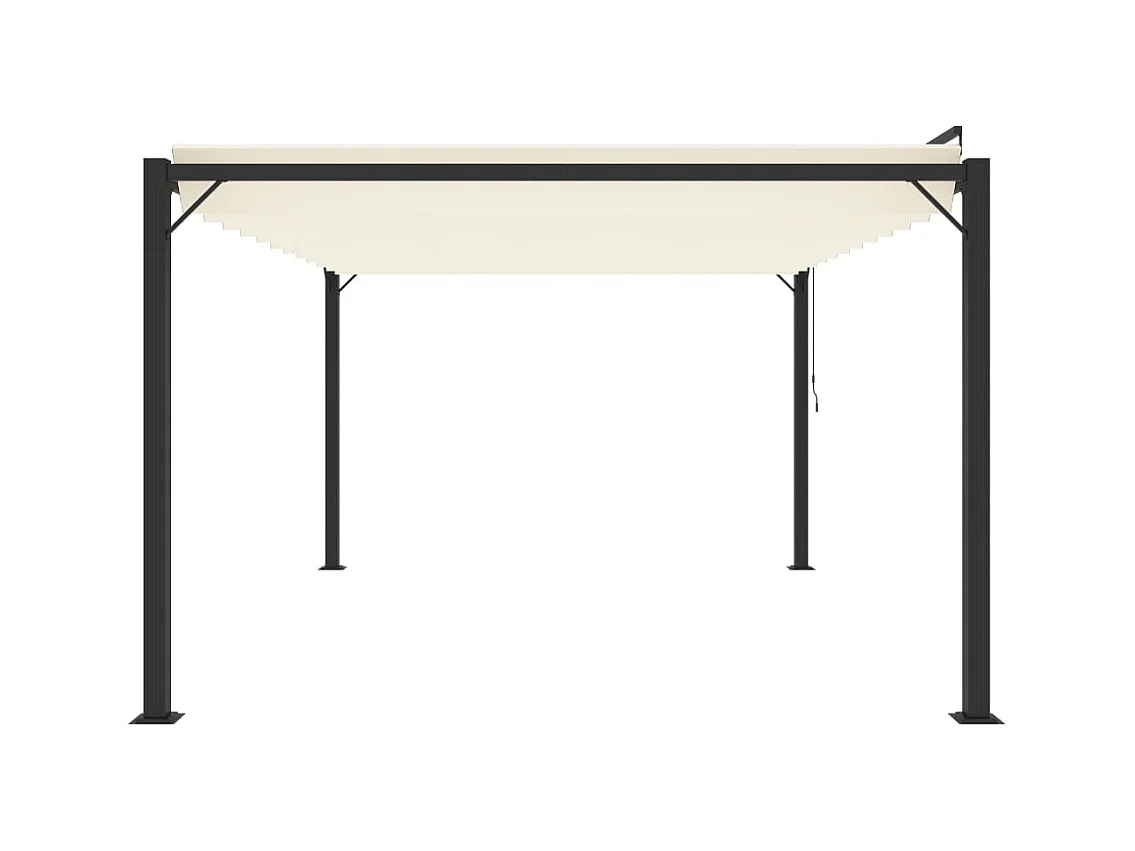 Gazebo de aluminio y lona color crema de 3 x 4 m con techo de lamas