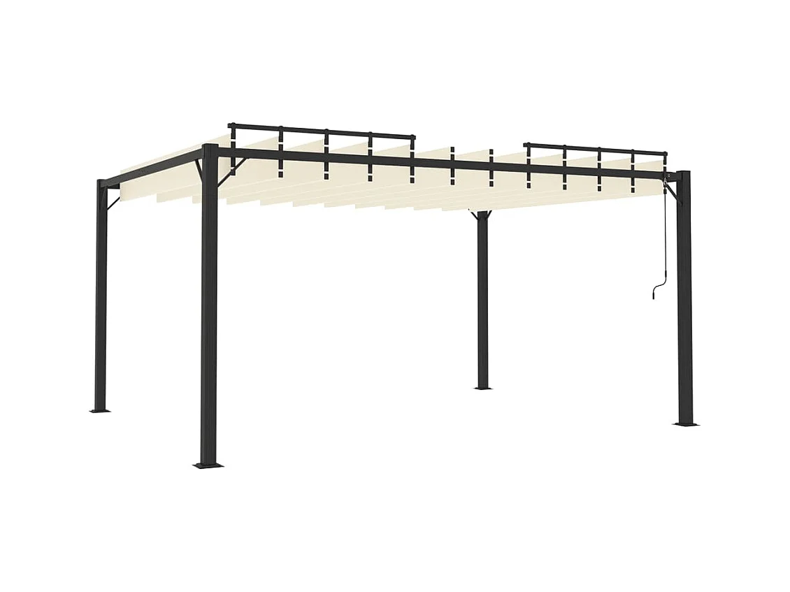 Gazebo de aluminio y lona color crema de 3 x 4 m con techo de lamas