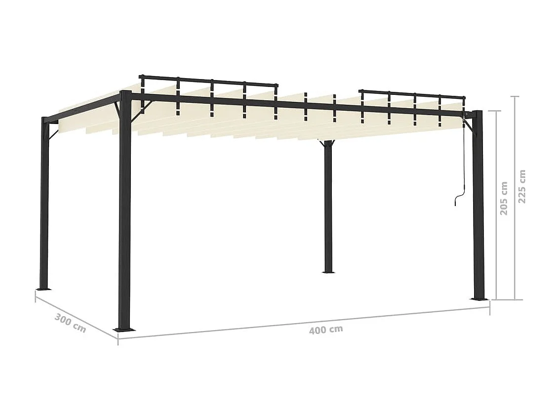 Gazebo de aluminio y lona color crema de 3 x 4 m con techo de lamas