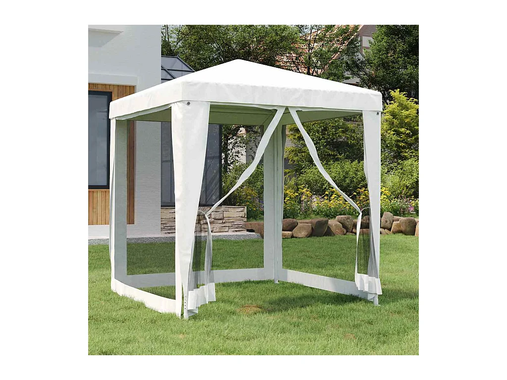 Carpa de recepción con 4 paredes laterales de malla 2x2m Blanca