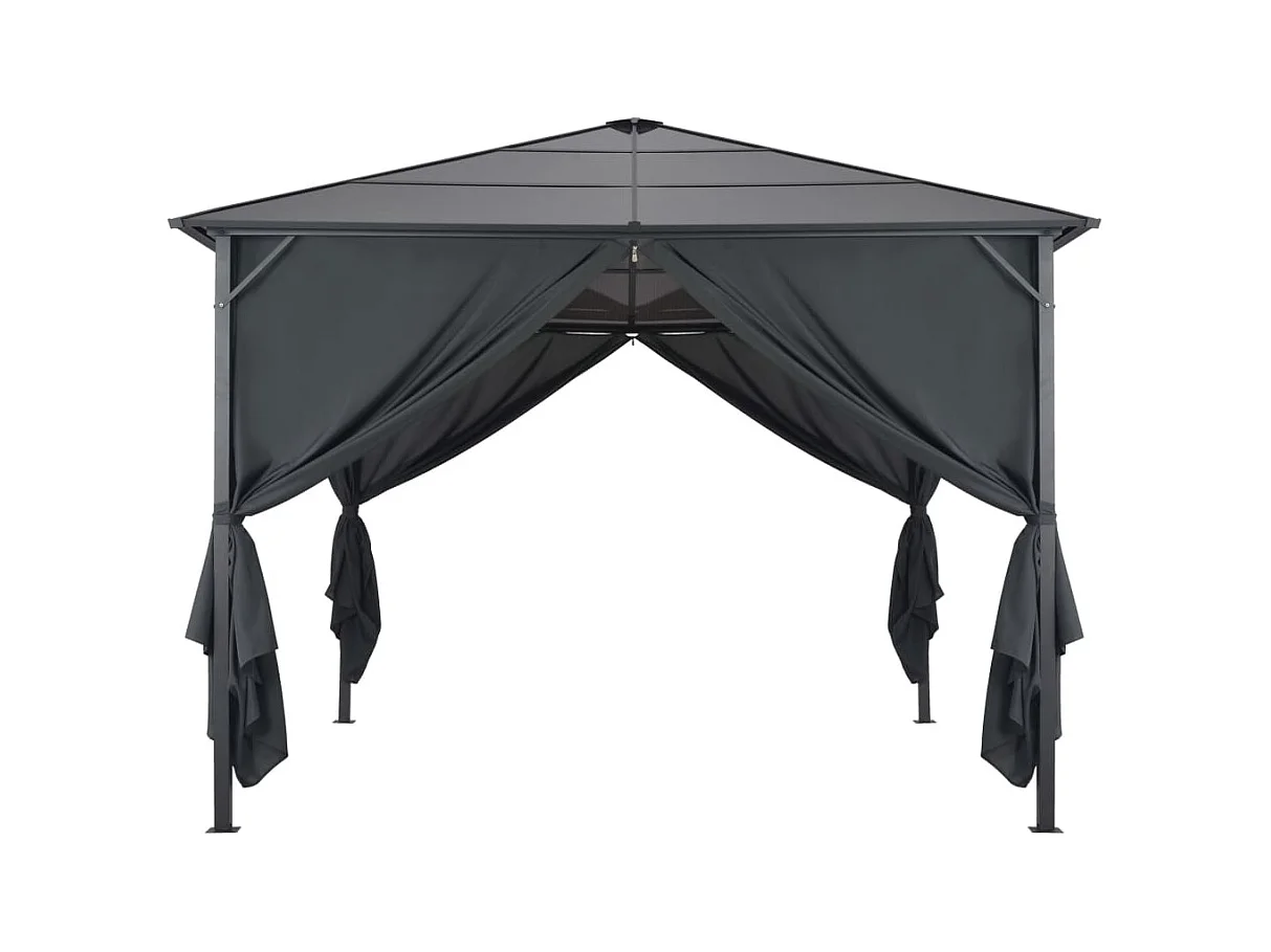 Gazebo met gordijn Aluminium 3x3 m Zwart