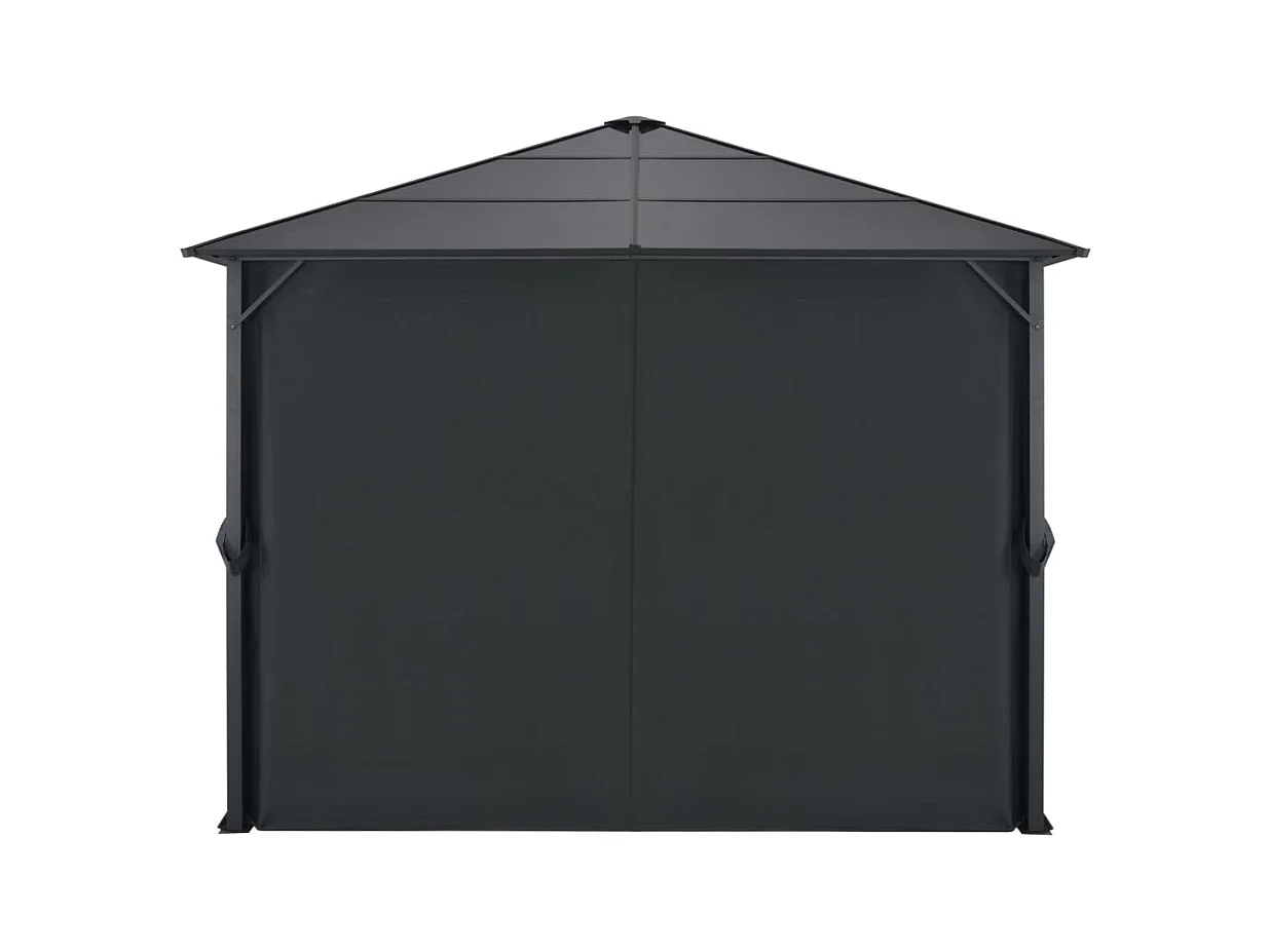 Gazebo met gordijn Aluminium 3x3 m Zwart