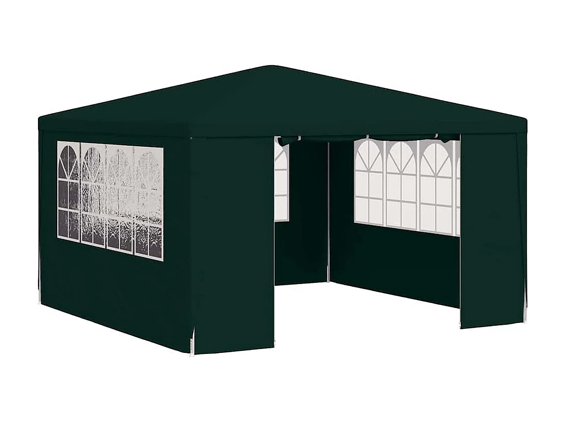 Carpa para fiestas verde de 4 x 4 m y 90 g/m² con paredes laterales