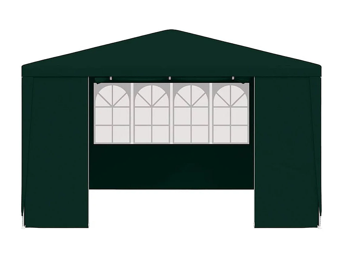 Carpa para fiestas verde de 4 x 4 m y 90 g/m² con paredes laterales