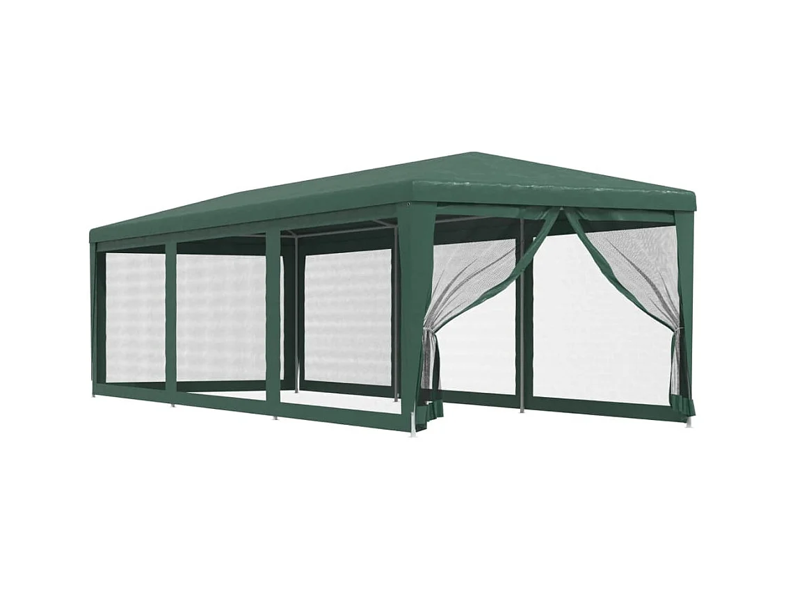 Carpa para fiestas con 8 paredes laterales de malla Verde 3x9 m HDPE