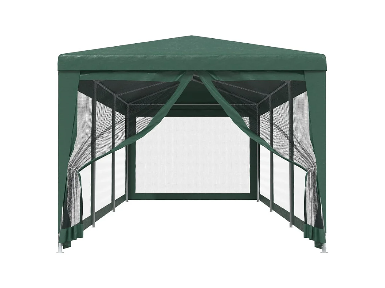 Carpa para fiestas con 8 paredes laterales de malla Verde 3x9 m HDPE