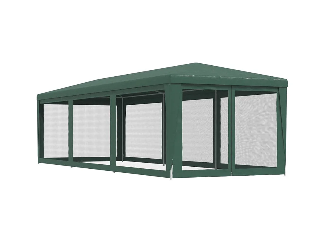 Carpa para fiestas con 8 paredes laterales de malla Verde 3x9 m HDPE