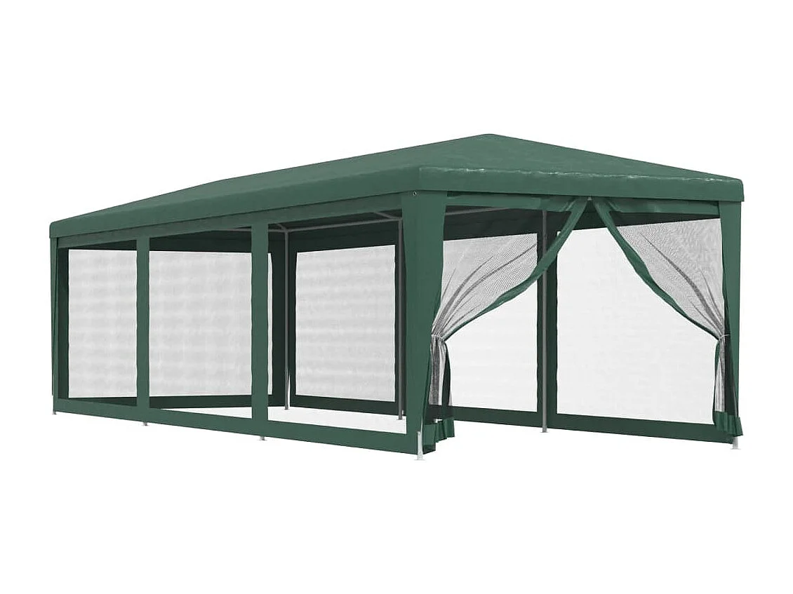 Carpa para fiestas con 8 paredes laterales de malla Verde 3x9 m HDPE