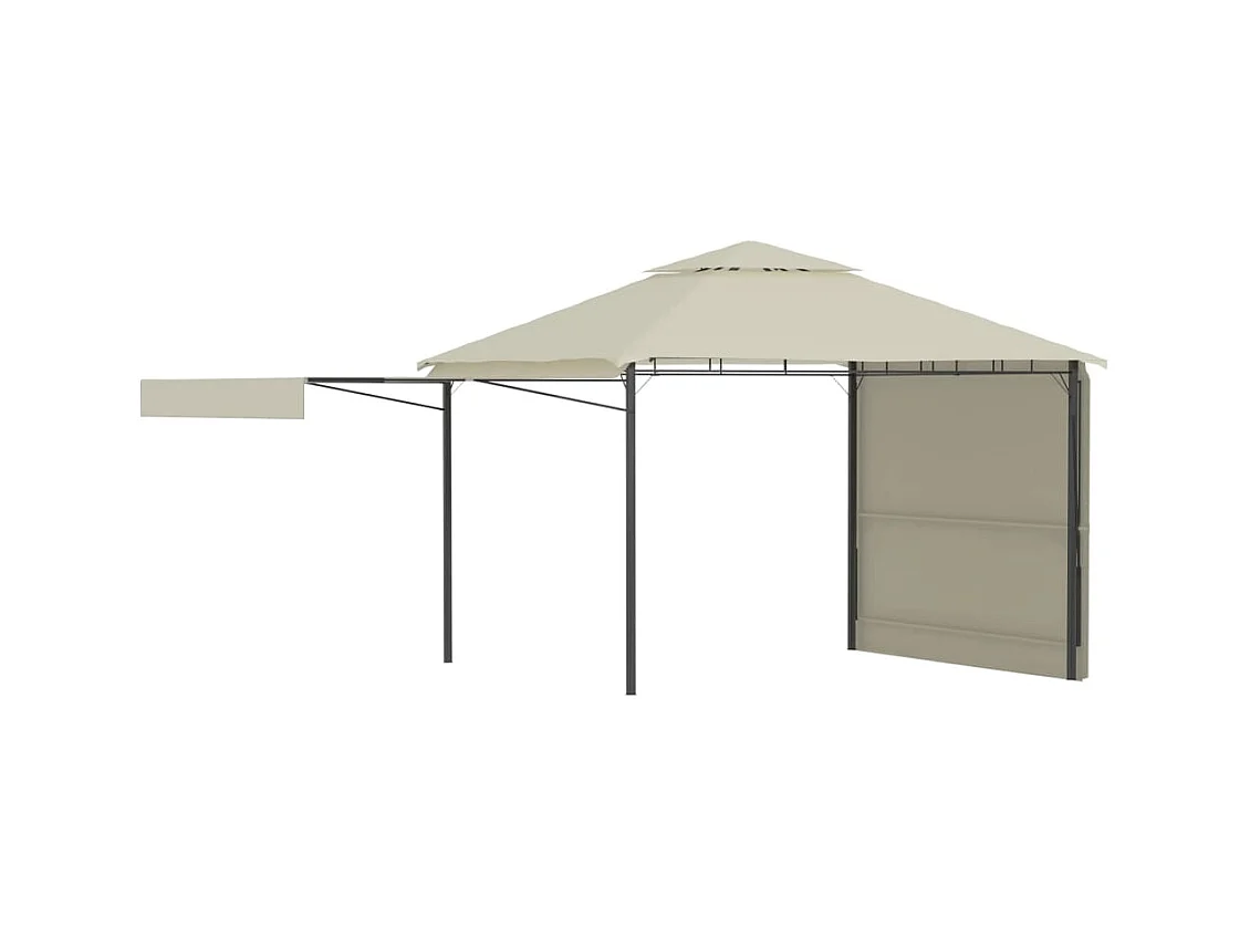 Cenador con techo doble extendido 3x3x2,75 m Crema 180 g/m²