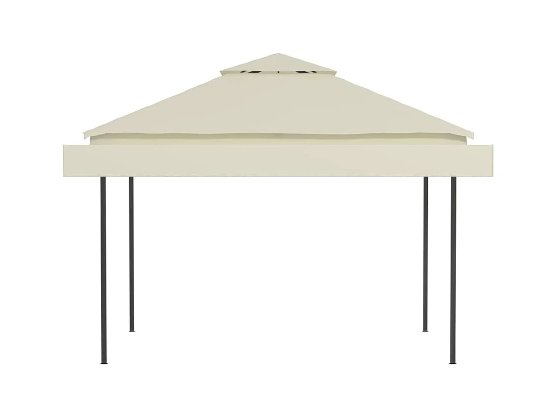 Cenador con techo doble extendido 3x3x2,75 m Crema 180 g/m²