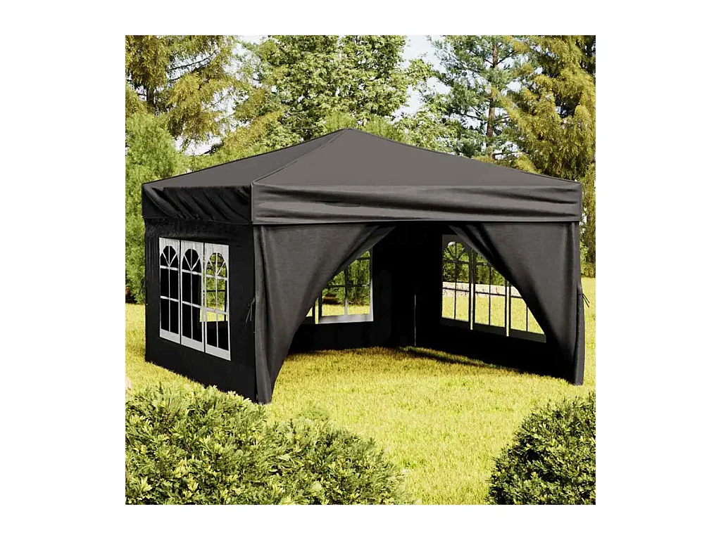 Opvouwbare ontvangsttent met wanden Zwart 3x3 m