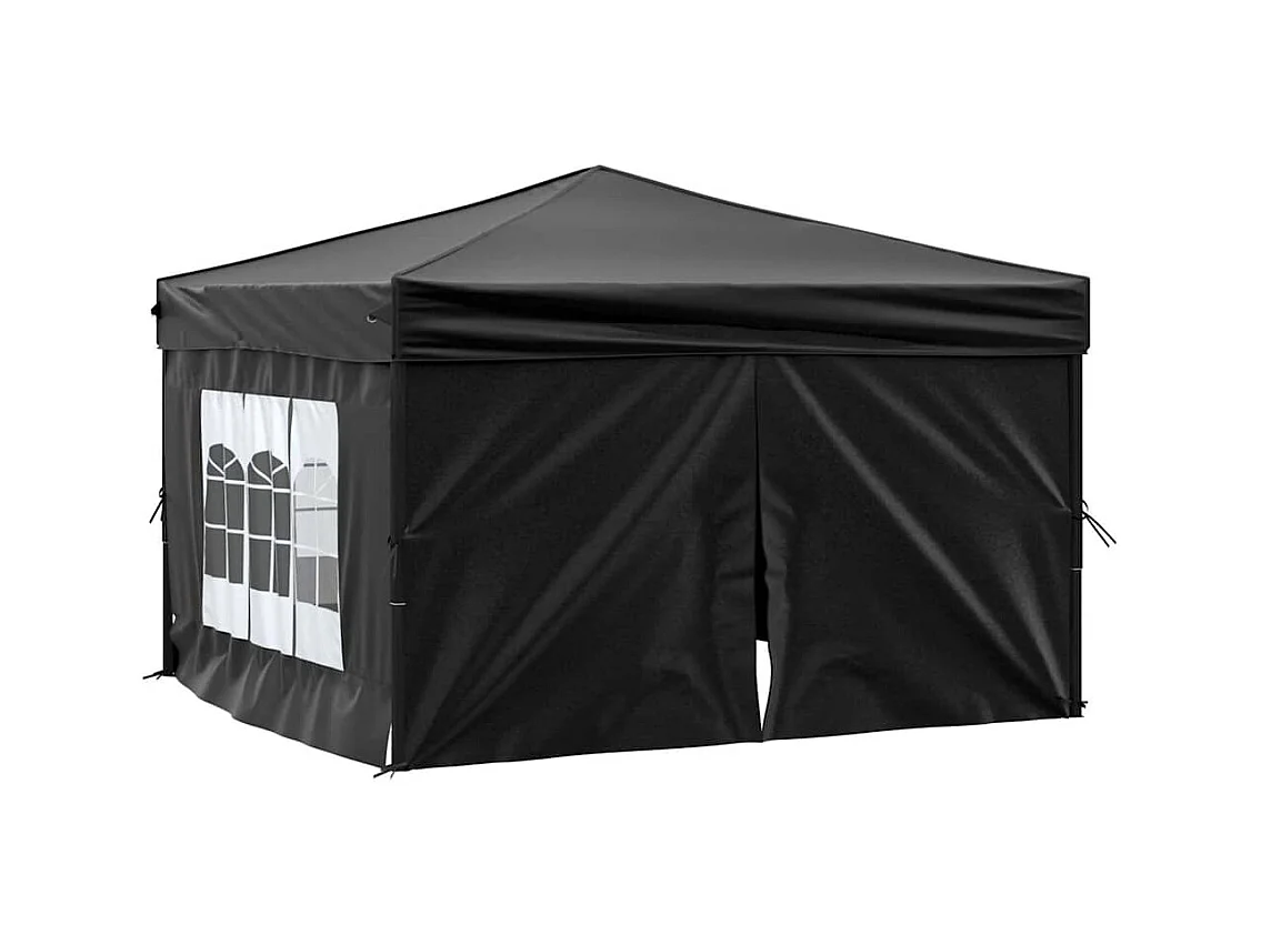 Opvouwbare ontvangsttent met wanden Zwart 3x3 m