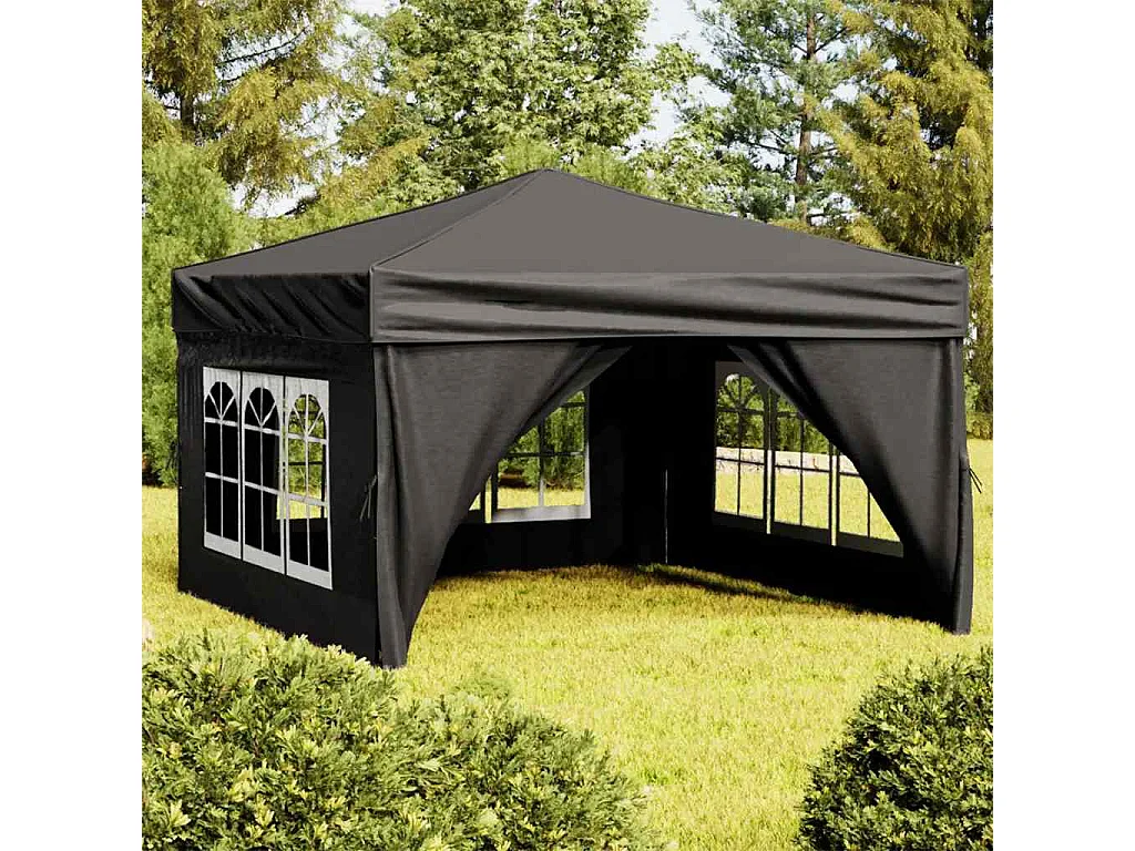 Carpa de recepción plegable con paredes Negra 3x3 m
