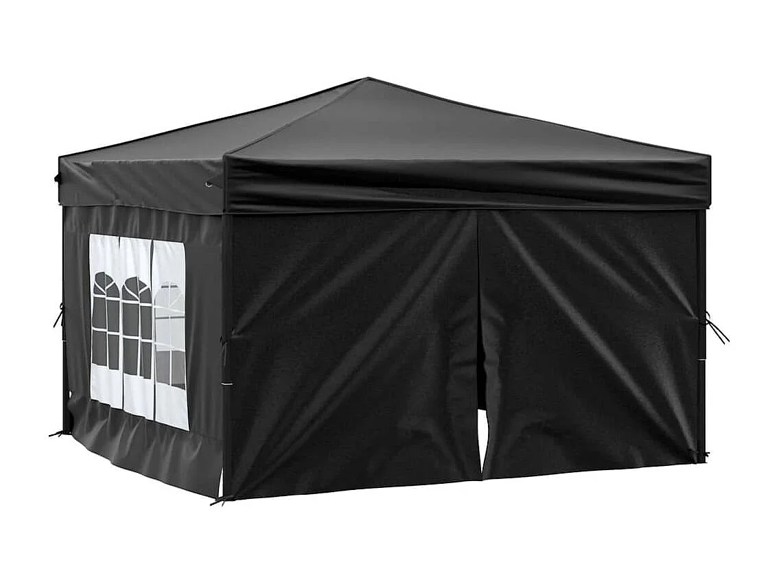 Carpa de recepción plegable con paredes Negra 3x3 m
