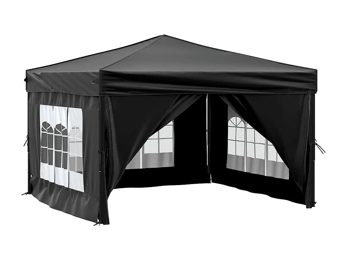 Carpa de recepción plegable con paredes Negra 3x3 m