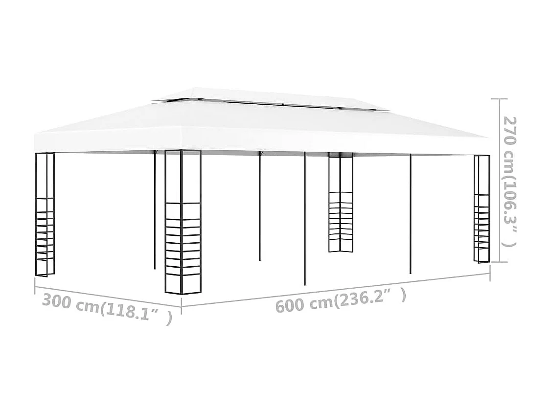 Gazebo da giardino 6 x 3 m Bianco