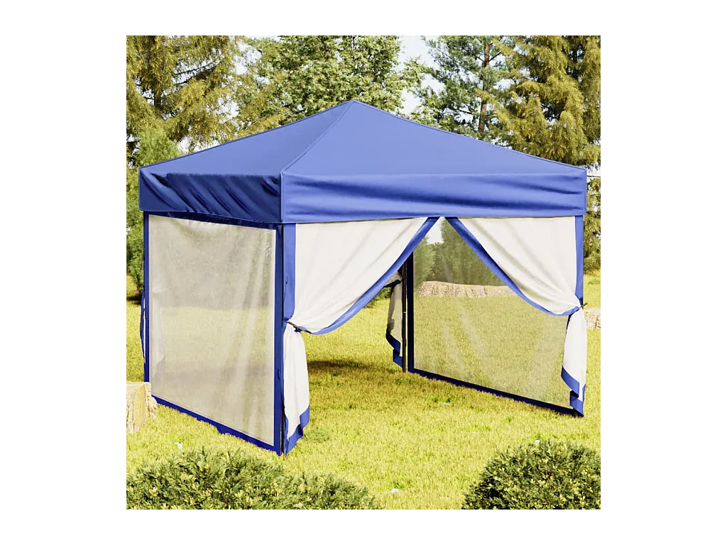 Carpa de recepción plegable con paredes Azul 3x3 m